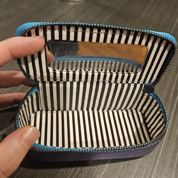 Henri Bendel West 57th Lipstick Case With Mirror Galactic Petrol Leather - Picture 6 of 6